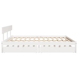 Cadre de lit sans matelas blanc 200x200 cm bois massif de pin 