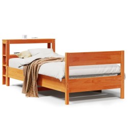 Cadre de lit sans matelas cire marron 100x200cm bois pin massif 
