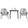 Ensemble à manger jardin coussins 3 pcs gris poly rotin verre 