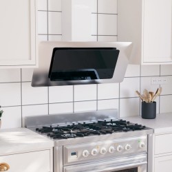 Hotte murale 90 cm Acier inoxydable et verre trempé Argenté 