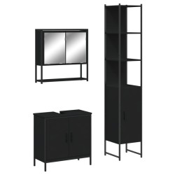 Ensemble de meubles salle de bain 3 pcs noir bois d'ingénierie 