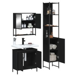 Ensemble de meubles salle de bain 3 pcs noir bois d'ingénierie 