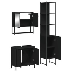 Ensemble de meubles salle de bain 3 pcs noir bois d'ingénierie 