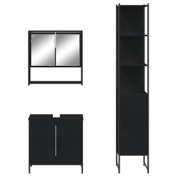 Ensemble de meubles salle de bain 3 pcs noir bois d'ingénierie 