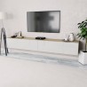Meubles TV 2 pcs bois d’ingénierie chêne et blanc brillant 