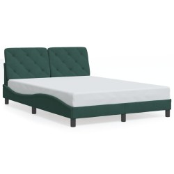 Cadre de lit sans matelas vert foncé 140x190 cm velours 