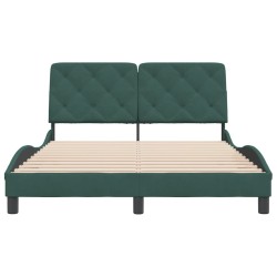 Cadre de lit sans matelas vert foncé 140x190 cm velours 