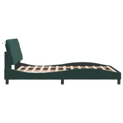 Cadre de lit sans matelas vert foncé 140x190 cm velours 
