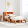 Lit bibliothèque sans matelas cire marron 90x190 cm bois massif 