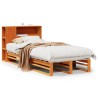 Lit bibliothèque sans matelas cire marron 90x190 cm bois massif 