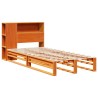 Lit bibliothèque sans matelas cire marron 90x190 cm bois massif 