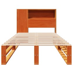 Lit bibliothèque sans matelas cire marron 90x190 cm bois massif 