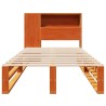 Lit bibliothèque sans matelas cire marron 90x190 cm bois massif 