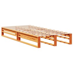 Lit bibliothèque sans matelas cire marron 90x190 cm bois massif 