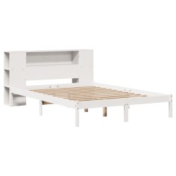 Lit bibliothèque sans matelas blanc 120x190 cm bois pin massif 