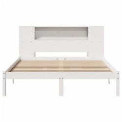 Lit bibliothèque sans matelas blanc 120x190 cm bois pin massif 