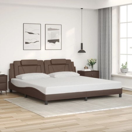 Cadre de lit sans matelas marron 200x200 cm similicuir 