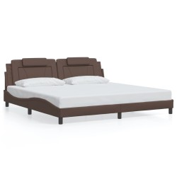 Cadre de lit sans matelas marron 200x200 cm similicuir 