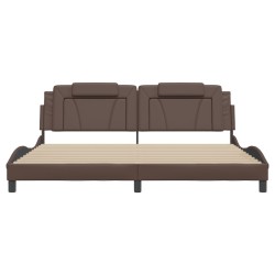 Cadre de lit sans matelas marron 200x200 cm similicuir 