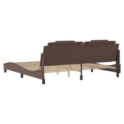 Cadre de lit sans matelas marron 200x200 cm similicuir 