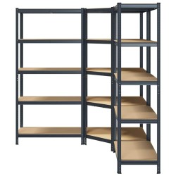 Ensemble d'étagères à 5 niveaux 3 pcs acier bois d'ingénierie 