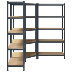 Ensemble d'étagères à 5 niveaux 3 pcs acier bois d'ingénierie 