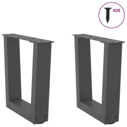 Pieds de table basse en forme de V, 2 pièces, anthracite, 40 x (30-31,3) cm, acier 