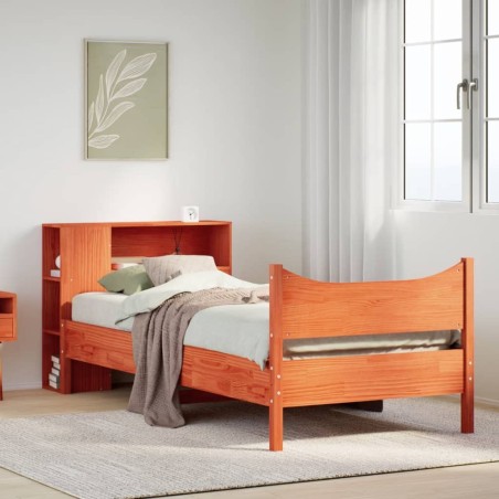 Cadre de lit sans matelas cire marron 90x200 cm bois pin massif 