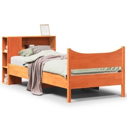 Cadre de lit sans matelas cire marron 90x200 cm bois pin massif 