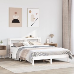 Cadre de lit sans matelas blanc 160x200 cm bois de pin massif 