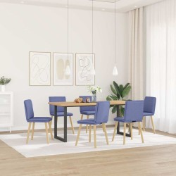 Chaises à manger lot de 6 bleu jean tissu 