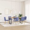 Chaises à manger lot de 6 bleu jean tissu 
