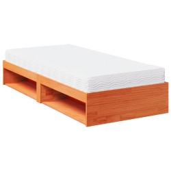 Lit de jour avec matelas cire marron 80x200 cm bois pin massif 