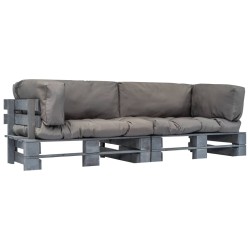 Canapés de jardin palette 2 pcs avec coussins gris Pinède 
