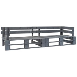 Canapés de jardin palette 2 pcs avec coussins gris Pinède 