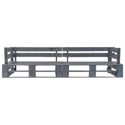 Canapés de jardin palette 2 pcs avec coussins gris Pinède 