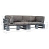 Canapés de jardin palette 2 pcs avec coussins gris Pinède 