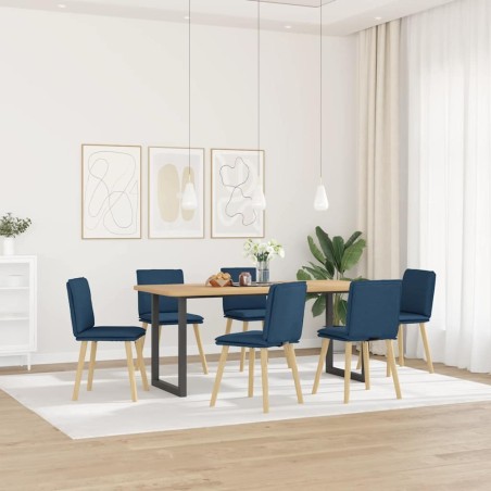 Chaises à manger lot de 6 bleu tissu 