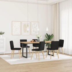 Chaises à manger lot de 6 noir tissu 