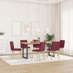 Chaises à manger lot de 6 rouge bordeaux tissu 