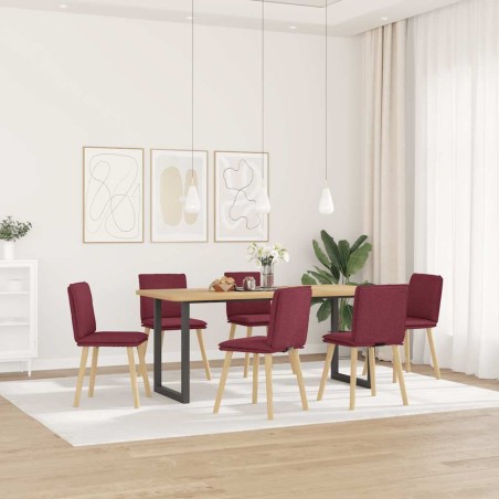 Chaises à manger lot de 6 rouge bordeaux tissu 