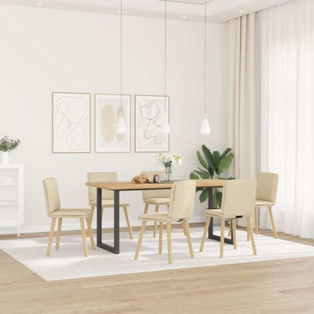 Chaises à manger lot de 6 crème tissu 