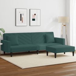 Ensemble de canapés 2 pcs avec coussins vert foncé velours 