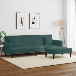 Ensemble de canapés 2 pcs avec coussins vert foncé velours 