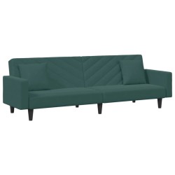 Ensemble de canapés 2 pcs avec coussins vert foncé velours 