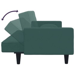 Ensemble de canapés 2 pcs avec coussins vert foncé velours 