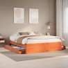 Cadre de lit sans matelas avec tiroirs brun cire 200x200 cm pin 