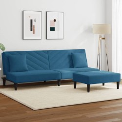 Ensemble de canapés 2 pcs avec coussins bleu velours 