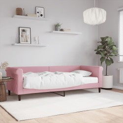 Lit de jour avec matelas rose 80x200 cm velours 