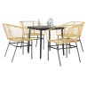 Ensemble à manger jardin 5pcs marron poly rotin verre 